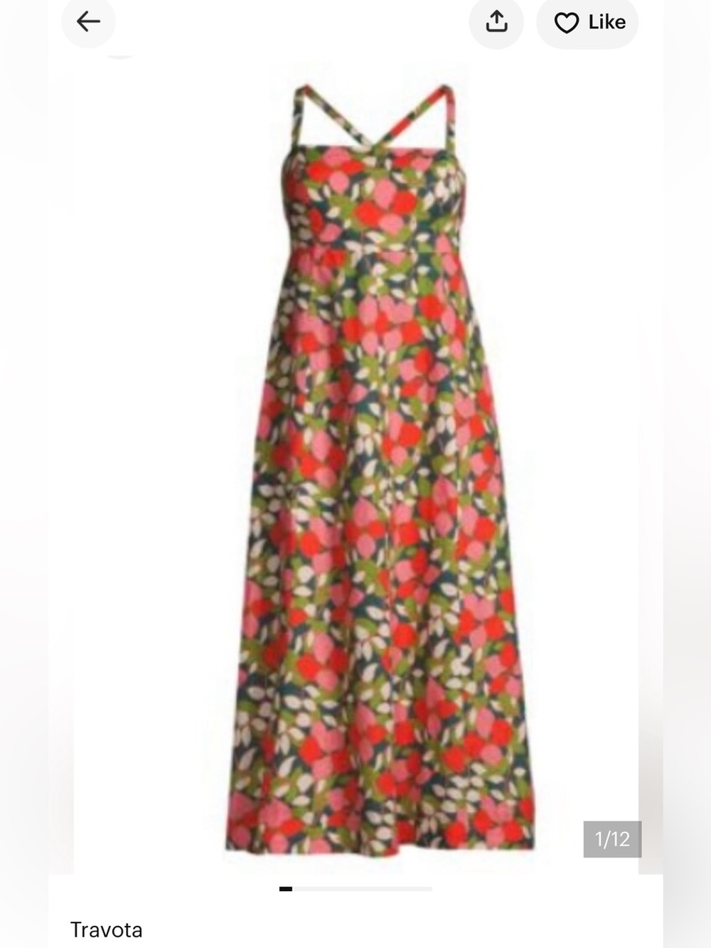 Trovata Coral, Olive & Cream Floral Crossback Maxi Dress